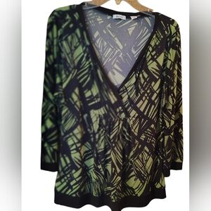 Liz and Co Women's Black And Green Blouse XL